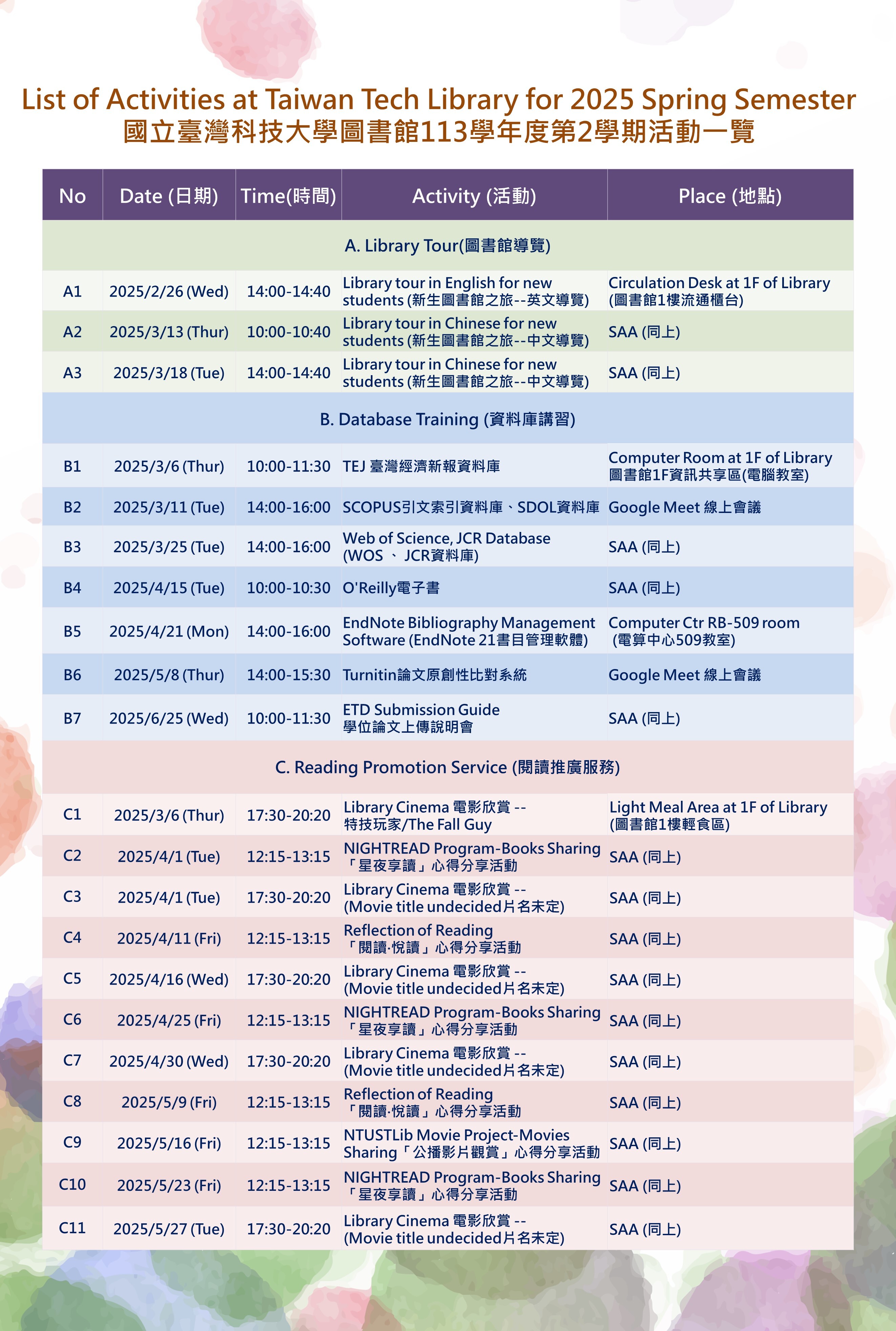 第二學期活動